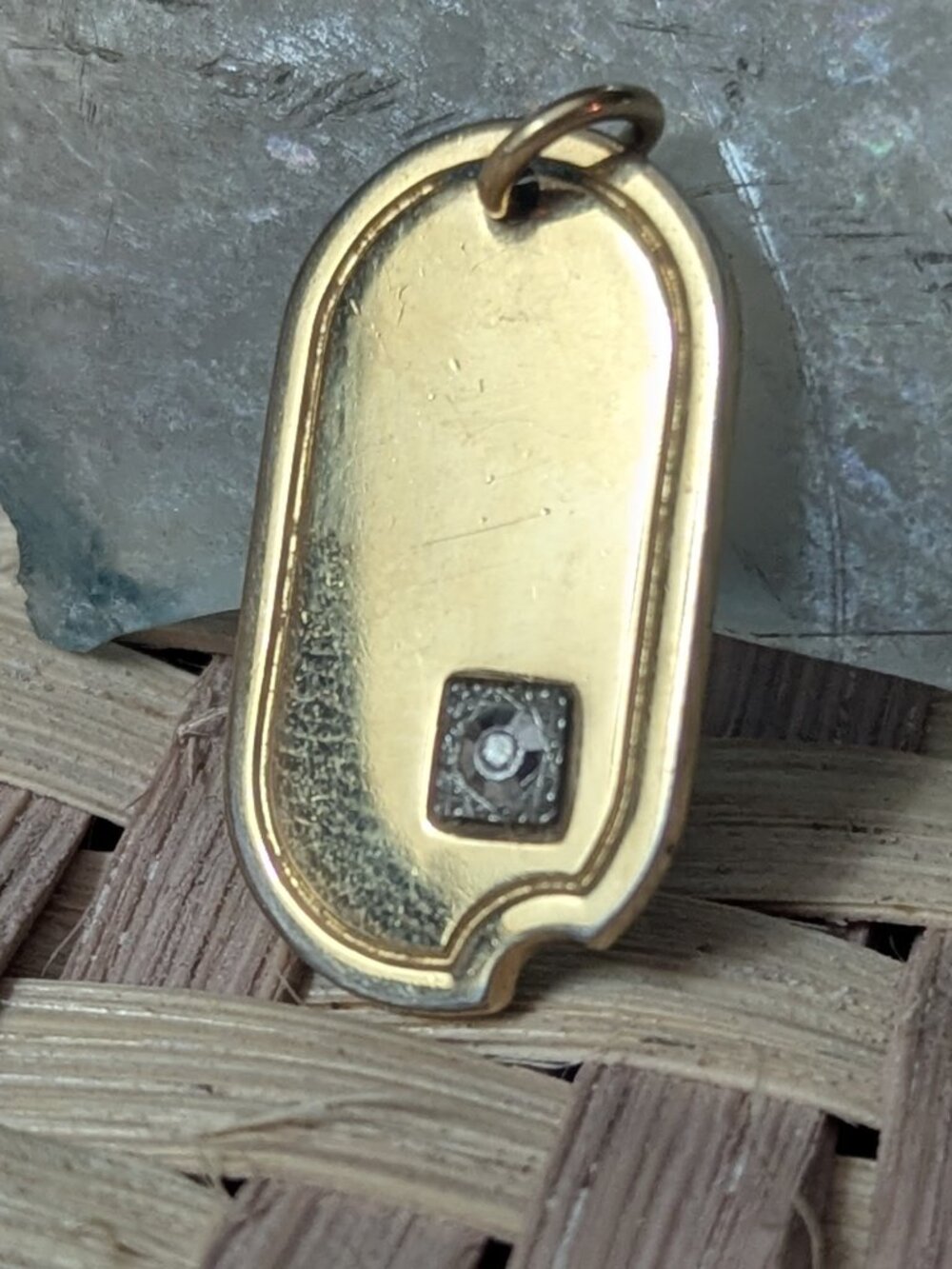 Vintage Gold filled diamond dog tag